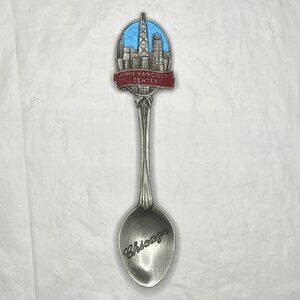 John Hancock Center Chicago VTG 5" Pewter Spoon Travel Souvenir D112 WAPW (EUC)